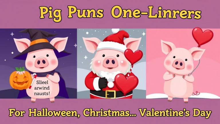 Pig Puns One Liners for Halloween, Christmas, and Valentine's Day