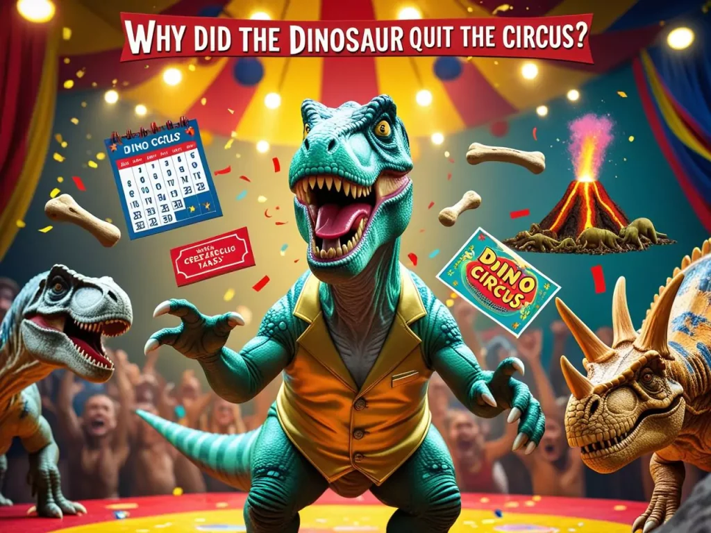 Why did the dinosaur quit the circus Dinosaur Puns .webp